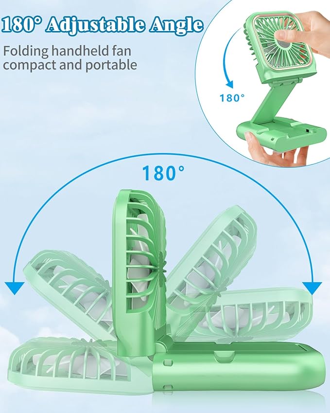 Mini Fan Handheld Foldable Fan,USB Personal Fans Portable Rechargeable Battery Fan 3 Speeds,Small Handheld Fan Cute Face Cooling Fan Quiet Fan Cordless Fan Portable Fan for Travel Camping Park