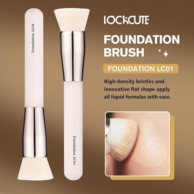 Base Perfection Duo - Foundation Brush & Double-Ended Concealer Brush Set with Skin-Friendly Bristles，Perfect for Blending Liquid,Buffing,Cream,Sculpting,Mineral Makeup(LC01 + LC02)