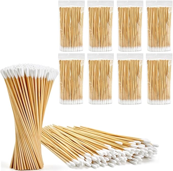 800PCS Long Cotton Swabs Bulk - 6" Wooden Cotton Swab with Strong Bamboo Handle - Extra Long Single Tipped Applicators for Cleaning Makeup, Home, Electronics and Art & Crafts (800 Count Totally)