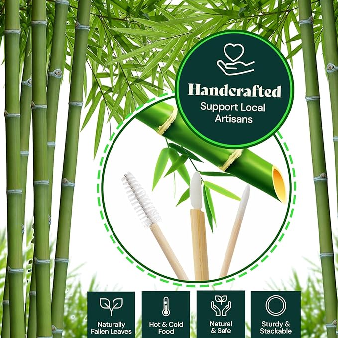 300PCS Bamboo Eyelash Extension Kit – Disposable Micro Swab Brushes, Natural Material Spoolies, Lip Brushes, Mascara Wands, Makeup Applicator Tools
