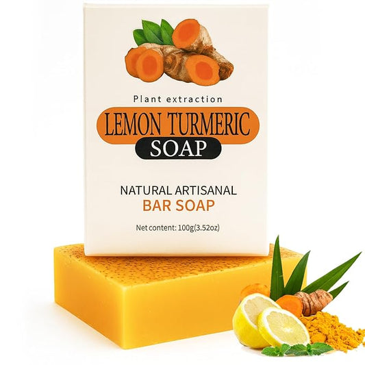 Lemon Turmeric Soap Bar For Face Body Deep Cleansing Turmeric Soap For All Skin Natural Handmade Soap Bar For Men And Women 1Pc