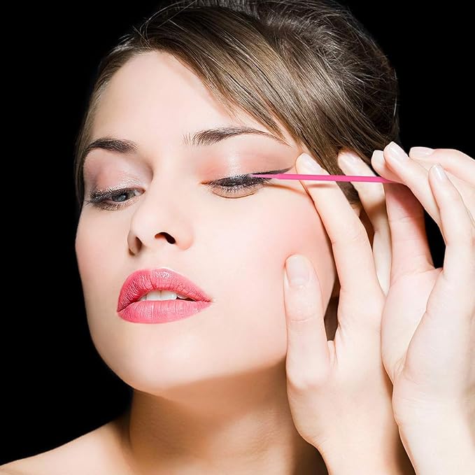 Cuttte 500PCS Disposable Micro Swabs for Eyelash Extension, Micro Applicators Eyelash Swabs for Makeup Application Pink (Head Diameter: 2.0mm)