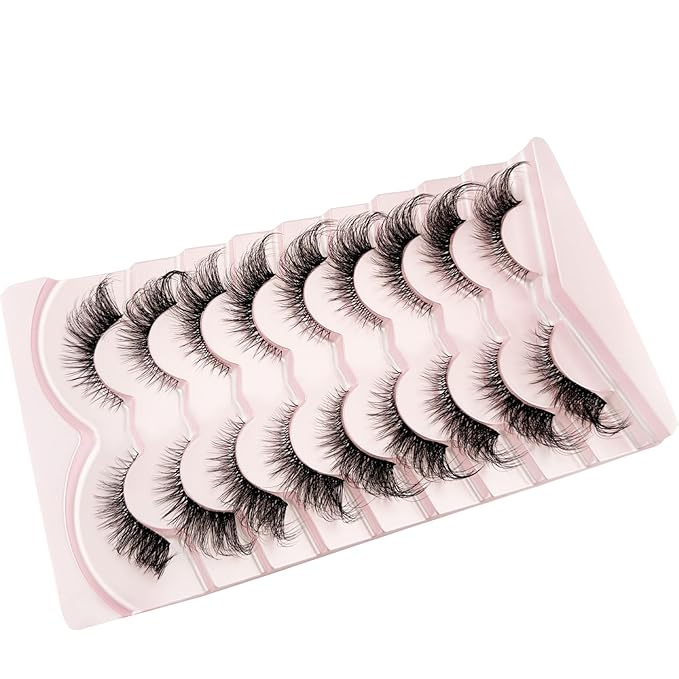 Yasnai Cat Eye Lashes Fluffy False Eyelashes Volume Lashes Wispy Fake Lashes Natural Eyelashes Strip Lashes 9 Pairs Pack 9D
