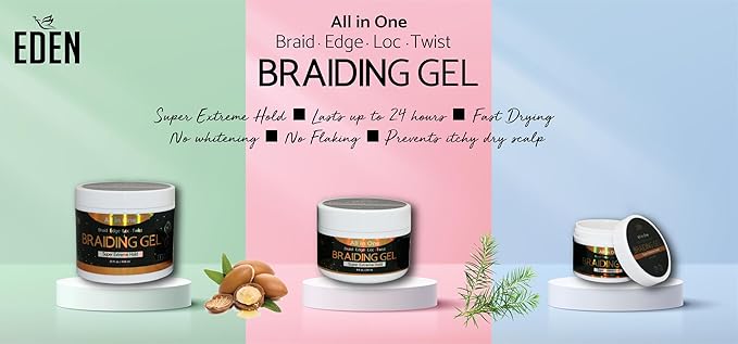 EDEN Braiding Gel (8 Fl oz) | No Flaking or Whitening