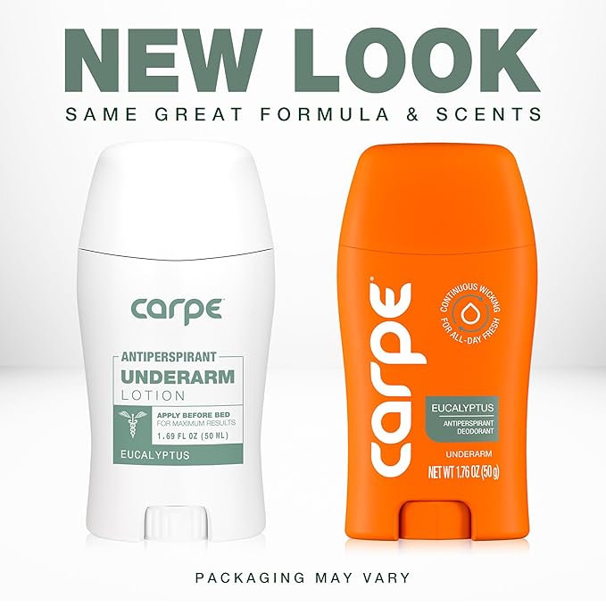 Carpe Underarm Antiperspirant Deodorant for Women and Men - Antiperspirant Deodorant for Stinky, Sweaty Armpits - 100 Hour Sweat & Odor Control - Clinical Strength - Eucalyptus - 3 Pack