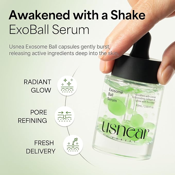 ExoBall Serum – Uneven Skin Texture & Pore Care for Radiant Face with Exosome, Niacinamide & Collagen, Korean Skin Care, 1.01 fl oz