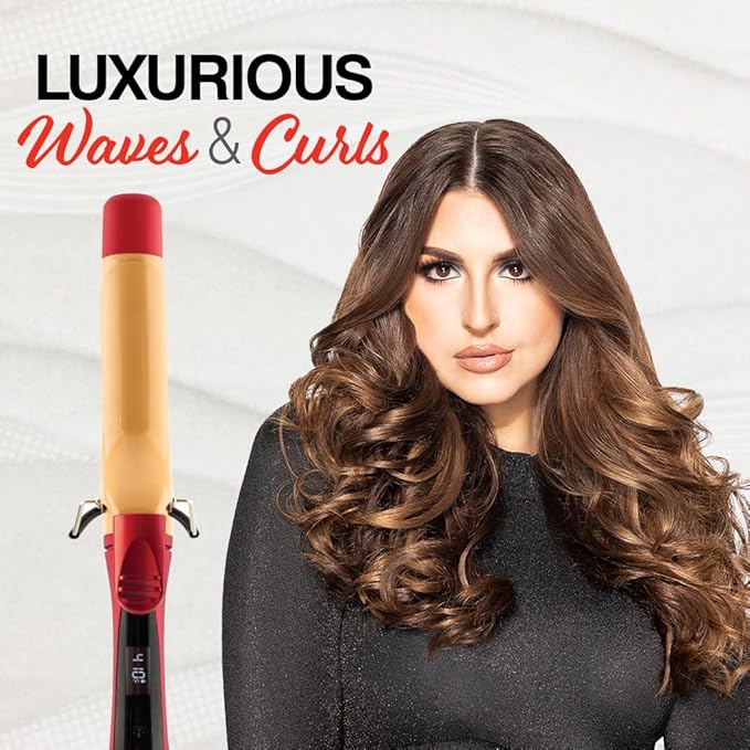 CHI Air Ca1038 Tourmaline Ceramic Curling Iron, Creates Luxurious Waves & Curls, Reduces Frizz & Static & Adds Shine, 1.5" Iron, Fire Red