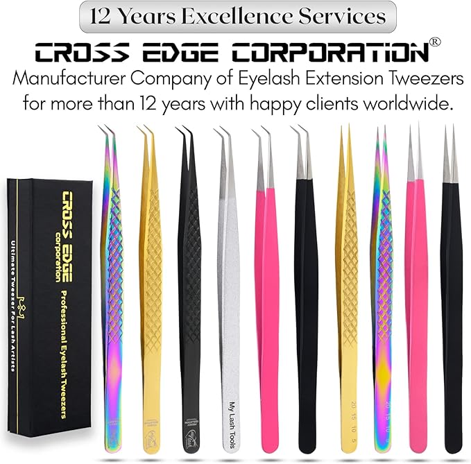 My Lash Tools Eyelash Extension Curved Degree Tweezers for Isolation Lash Extensions 14cm, Best for Individual Isolation & Classic Lashes Japanese Stainless Steel Eyelash Twisers (Rainbow)