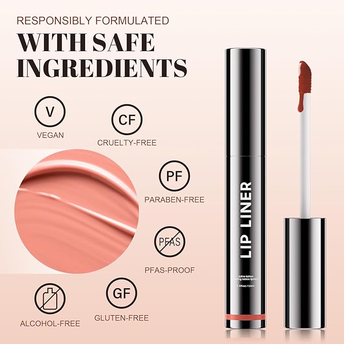 Lip Stain Peel Off - Long-Lasting Lip Liner, Creamy Matte Lip Makeup Waterproof & Smudge-Proof Lip Liner Stain, Highly-Pigmented Pencil for Shaping & Sculpting Lips (Rose)