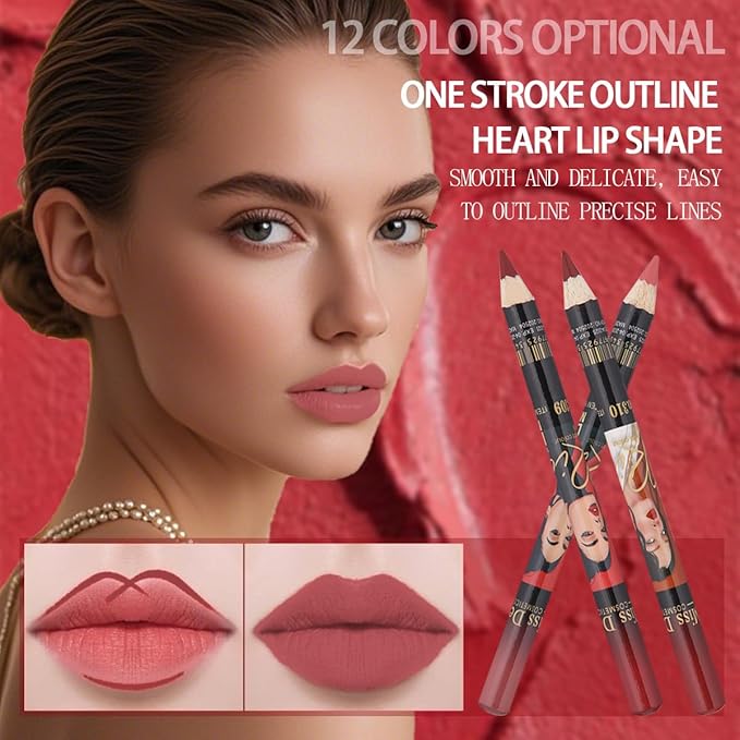 12PCS Lip Liner Pencils Set Pack for Shaping & Sculpting Lips, Modifieddark Lip Color Lipsticks,Long-Lasting Waterproof Lipsticks. (03, Color)