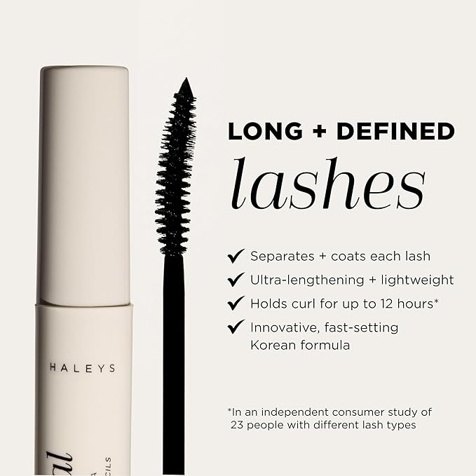 HALEYS Re-veal Lash Extension Mascara – Lengthening, Curling, Defining Black Mascara for Short and Straight Lashes – Smudge Proof, Non-Clumping, No-Flake Formula for Fuller, Longer Lashes