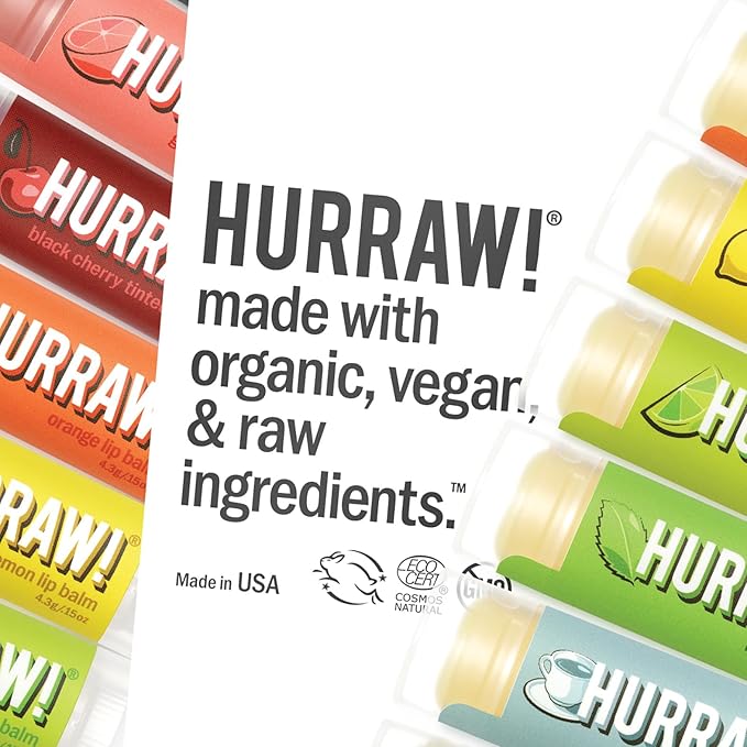 Hurraw! Coconut Lip Balm, 5 Pack: Organic, Certified Vegan, Cruelty and Gluten Free. Non-GMO, 100% Natural Ingredients. Bee, Shea, Soy and Palm Free. Made in USA