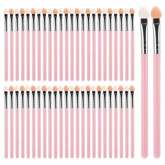50PCS Eye Shadow Brushes, Makeup Brushes Eyeshadow Applicators Sponge Double Sided Reusable（Pink）