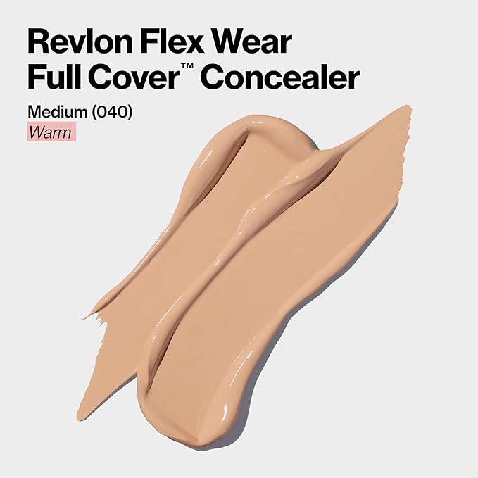 Revlon ColorStay Flex Wear, Full Cover Non-Creasing Concealer, Infused with Hyaluronic Acid & Vitamin E, Flexible Longwear, 040 Medium, 0.34 Fl Oz