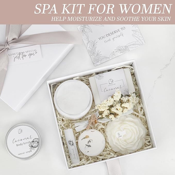 Spa Gifts for Women Bath and Body Gift Basket Christmas Gifts Coconut Lavender Home Spa Set Self Care Gift for Mom Sister Her Wife Birthday Gifts Spa Kit Care Package Thank You Gift