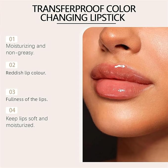 Consistent Lip Stick, Transferproof Color Changing Lipstick, Long Lasting & Moisturizing Glossy Shine Lip Gloss for Women (3pcs)