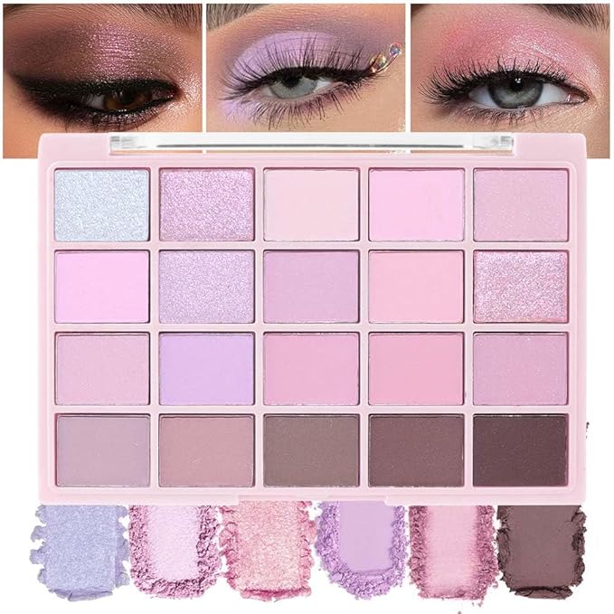 20 Nude Brown Pink Matte Shimmer Eyeshadow Palette for Eye Makeup,High Pigmented Beige Purple Tan Eye Shadow Primers Powder Palet de sombras de ojos (04# Light Lavender)