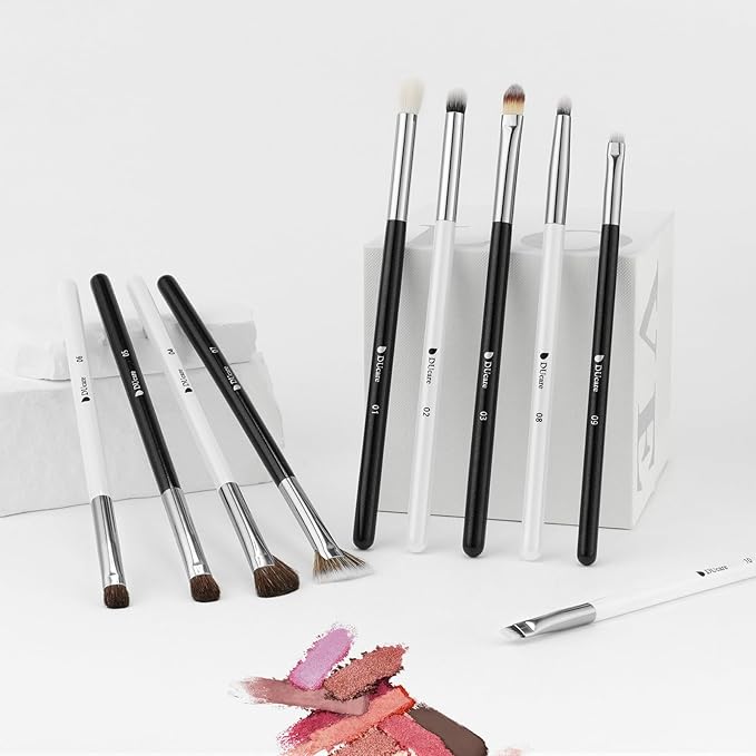 DUcare Eyeshadow Brushes Set 10pcs Eye Makeup Brushes Professional Eyeshadow Brush Set Travel Concealer Eyebrow Eyelash Eye Liners Blending