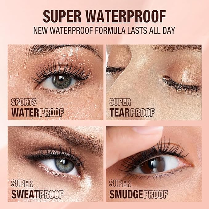 Cool Extension Mascara, Waterproof & Quick-Drying, with Silicone Brush, Long-Lasting No Flaking Natural No Clumping 0.38Oz (Black, 0.38Oz)