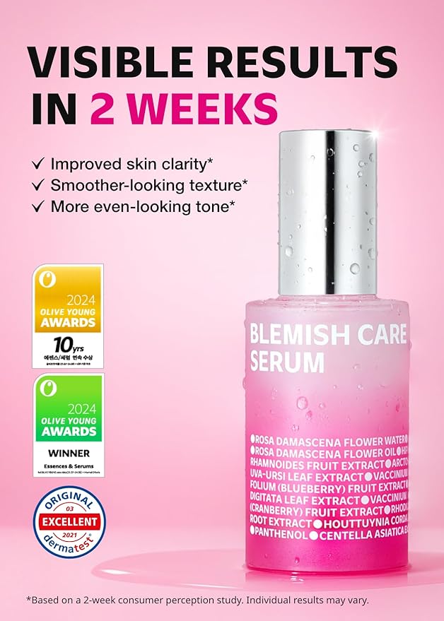 ISOI Blemish Care Up Serum for Face, Vegan Hydrating Serum for Smooth & Glass Skin Effect, Skin Barrier & Moisture Balance for Women, Arbutin & Rose Otto Oil, Korean Skin Care (1.18 fl. oz, 35ml)