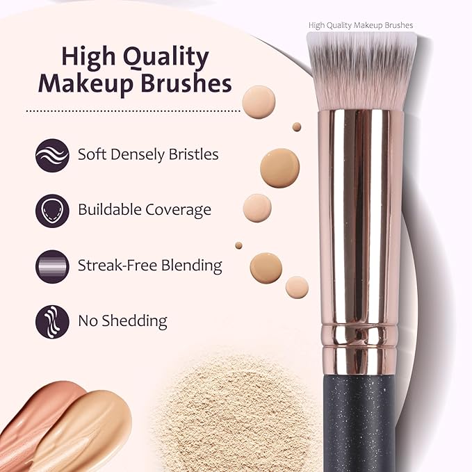 ENERGY Under Eye Concealer Brush Mini Flat Top Kabuki Foundation Brush with Synthetic Bristles for Concealing,Blending,Setting,Buffing with Powder,Liquid,Cream Cosmetics,Vegan Makeup Brush