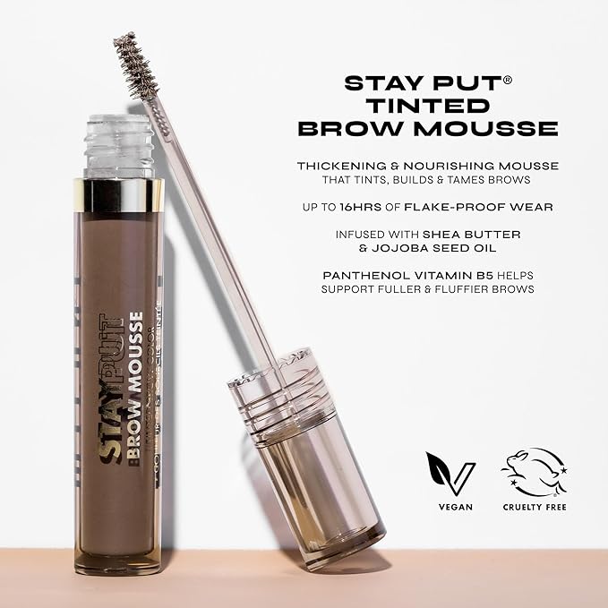 Milani Brow Tint- Stay Put Tinted Brow Mousse, Nourishing, High-Pigment infused with Shea Butter, Jojoba Seed Oil & Panthenol Vitamin B5 - Taupe