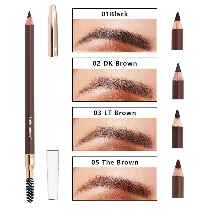 Bodermincer Eyebrow Pencil Longlasting Waterproof Durable Automaric Liner Eyebrow 5 Colors to Choose (5pcs, 3# Light Brown)