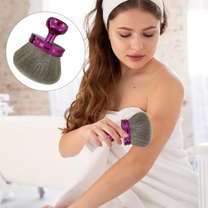 Extra Large Body Brush for Self Tanner, 2.9-Inch Wide Round Head Body Makeup Brush, Soft Synthetic Wool with Drawstring Bag for Face and Legs (Purple)