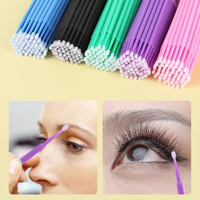 Tbestmax 2000 Pcs Micro Applicator Brush, Micro Swabs, Disposable Eye Lashes Mascara Wands for Eyelash Extension - 5 Colors