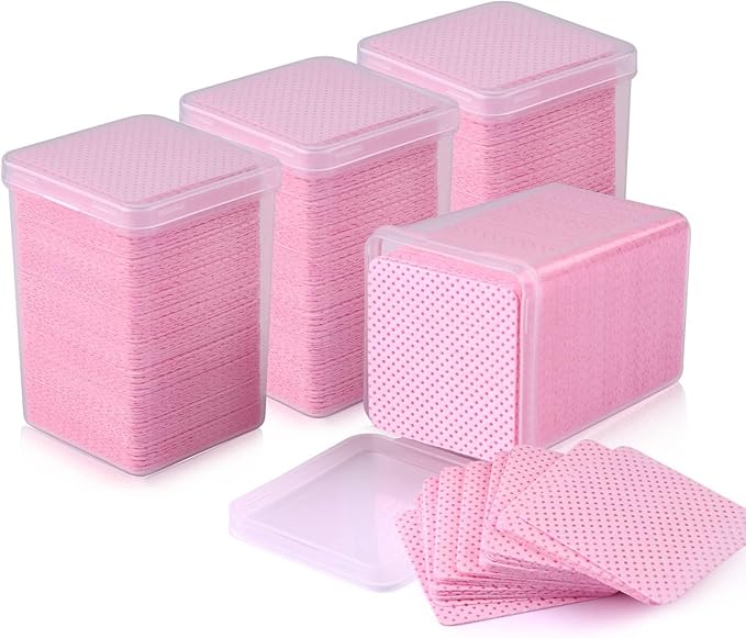Eyelash Extension Glue Wipes 800Pcs Cotton Pads Non-Woven Lint-Free Paper Eyelash Glue Remover Wipe(Pink)