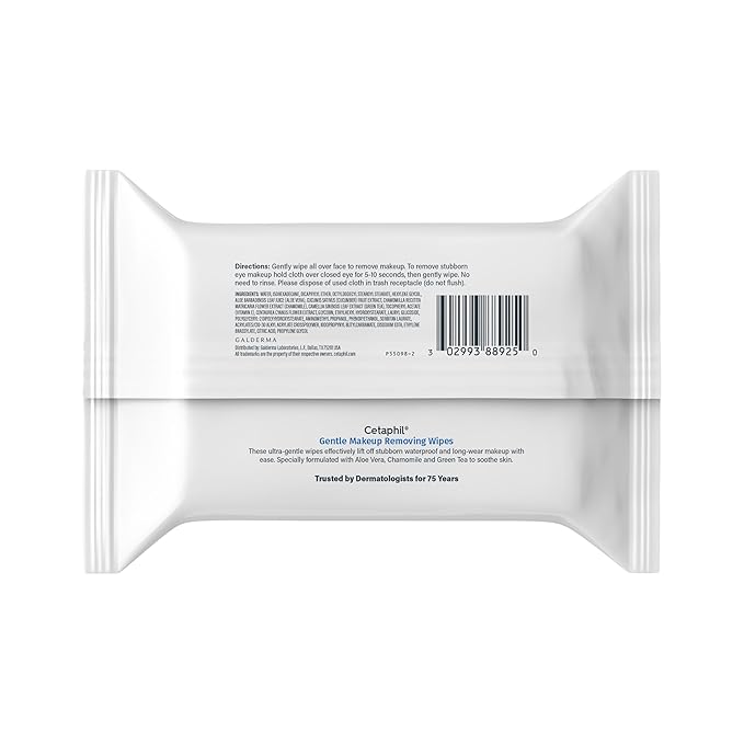 Cetaphil Gentle Makeup Removing Face Wipes, Daily Cleansing Facial Towelettes Gently Remove Makeup, Fragrance and Alcohol Free, 25 Count (Pack of 12)