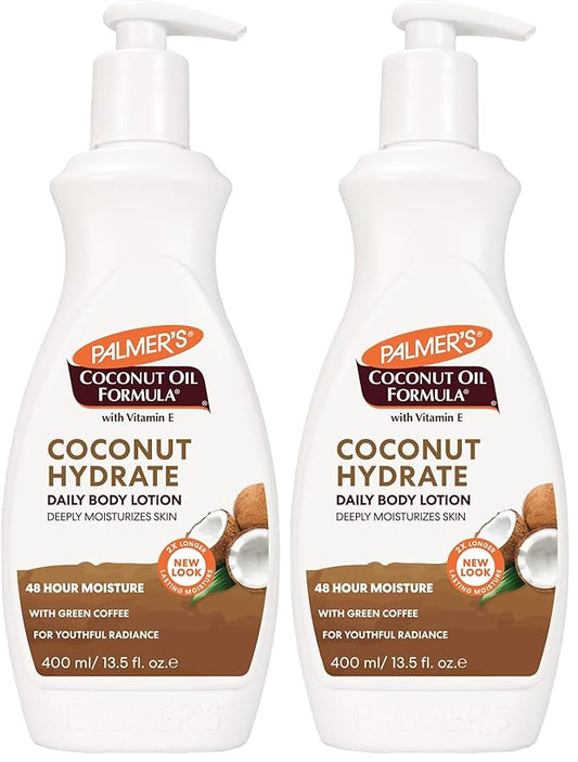 Palmer's Coconut Oil Formula Body Lotion for Dry Skin, Hand & Body Moisturizer with Green Coffee Extract & Vitamin E, Pump Bottle, 13.5 Fl Oz (Pack of 2)