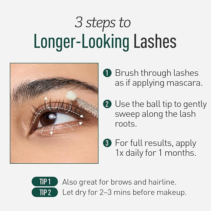 Biotin Lash Serum - Eyelash and Eyebrow Growth Serum for Thicker, Fuller Lashes and Brows, Korean Dermatologist-Developed, 0.35oz