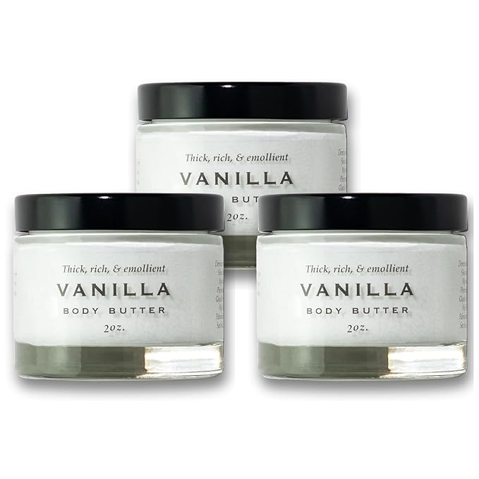 Salt Cellar Spa Soothing Mini Body Butter Trio – Dead Sea Mineral-Infused Body Moisturizer for Soft, Hydrated Skin (3 x 2 oz) (Vanilla)