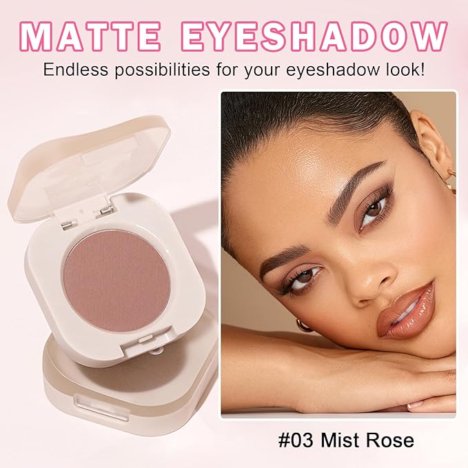 Rose Pink Eyeshadow Single Eyeshadow,Matte Ultra Fine Lightweight Powder Multiuse Blendable Makeup Eyeshadow for Women Girls,High Pigment Daily Warm Tone Eyes Makeup (03 Mist Rose)