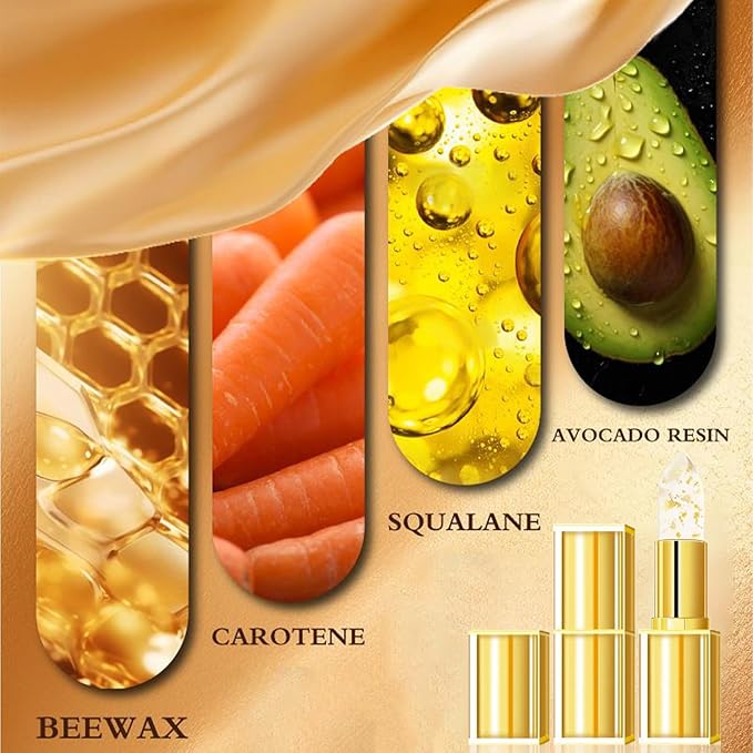 Color Changing Lipstick, Gold Crystal Color Changing Lipstick, Transferproof Colors Changings Transparente Lipsticks, Long Lasting 24 Hours, Moisturizing Glossy Shine Lip Gloss for Women (1pcs)