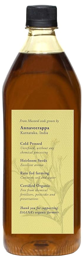 DAANA Mustard Oil for Skin: Certified USDA Organic, Extra Virgin, Cold Pressed (34 Fl Oz)