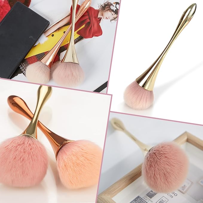 2 Pieces Large Mineral Powder Brush,Kabuki Makeup Brush,Soft Fluffy Foundation Brush Blush Brush,Large Powder Mineral Brush Nail Brushes Makeup Brushes for Daily Makeup