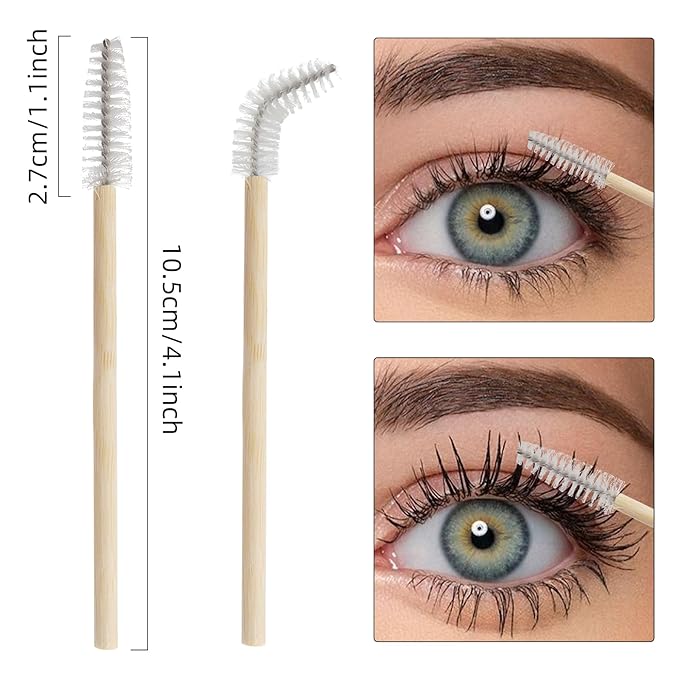 200Pcs Eyelash Extension Supplies Kit,Disposable Lash Spoolies Brushes Micro Swab Brushes Mascara Wand Lip Brushes for Eyelash Extension Tattoo Lipstick Applicator (bamboo White)