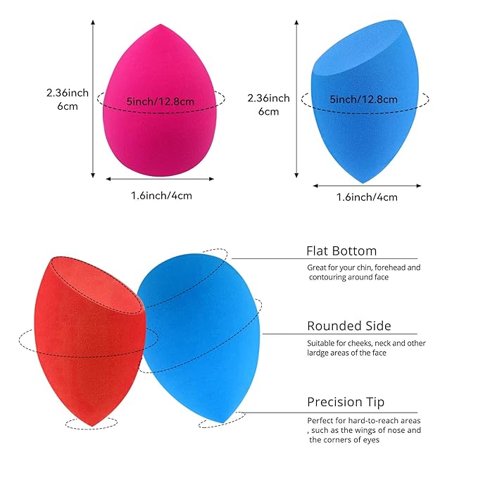 Wiko 12 Pcs Makeup Sponge Set for Foundation Bulk Latex Free Reusable Beauty Sponge Blender Cosmetic Applicator For Powder Cream and Liquid Super Soft Concealer