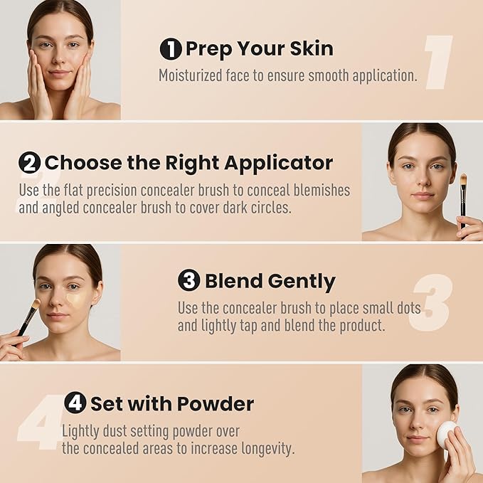 FV Liquid Matte Concealer for Dark Circles, Redness, Fine Lines and Acne, Lightweight Formula, Full Coverage, Longwear & Waterproof, Hydrating Concealer Makeup, 01 Fair