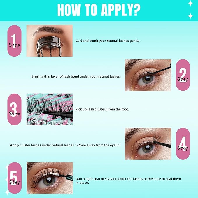 Lash Clusters Wispy 280PCS Eyelash Extension 80D Cluster Lashes Individual Lashes DIY Lash Extension Natural Look Cluster Eyelash Extensions Soft False Eyelashes at Home for Beginners(10mm)
