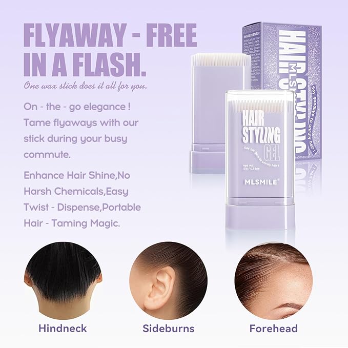 Hair Wax Stick for Kids, Hair Styling Stick with Built-in Comb, hair balm stick, Slick Stick Hair Care for Women, hair gel stick for Fly Away & Edge Frizz, Hair Refreshing Non-Greasy