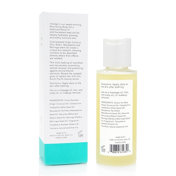 PURE FIJI Travel Size Nourishing Exotic Coconut Oil, Moringa (3oz/90ml)