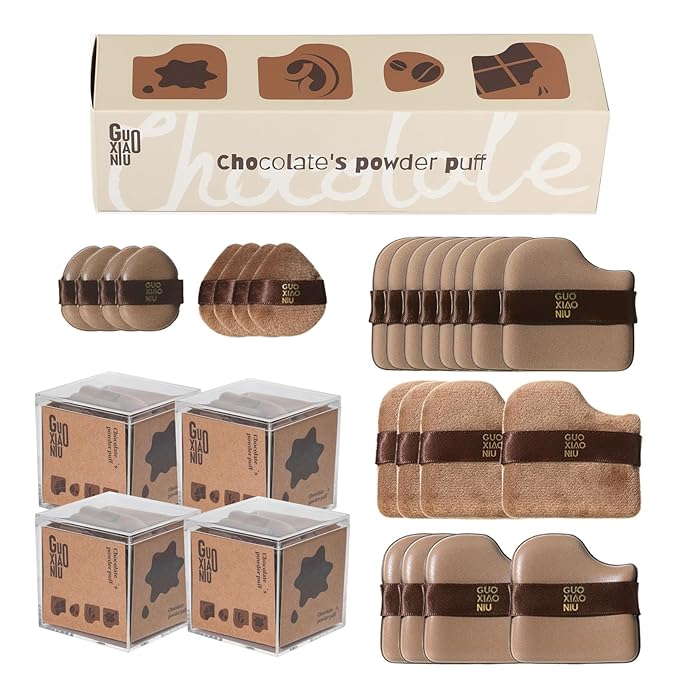 24Pcs Powder Puff Set with 4 Cases, Velour/Leather/Air Cushion Makeup Puff, Reusable & Washable, Ideal For Foundation, powder cream, Setting, concealer, Wet Dry Makeup tools (4Box)
