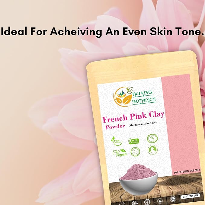 French Pink Clay/Rose Clay Powder Montmorillonite Kaolin Clay Powder Healing Clay for Face Mask Skin Care Detox, For Soap Making Clay French Skincare150 gms / 5.3 oz
