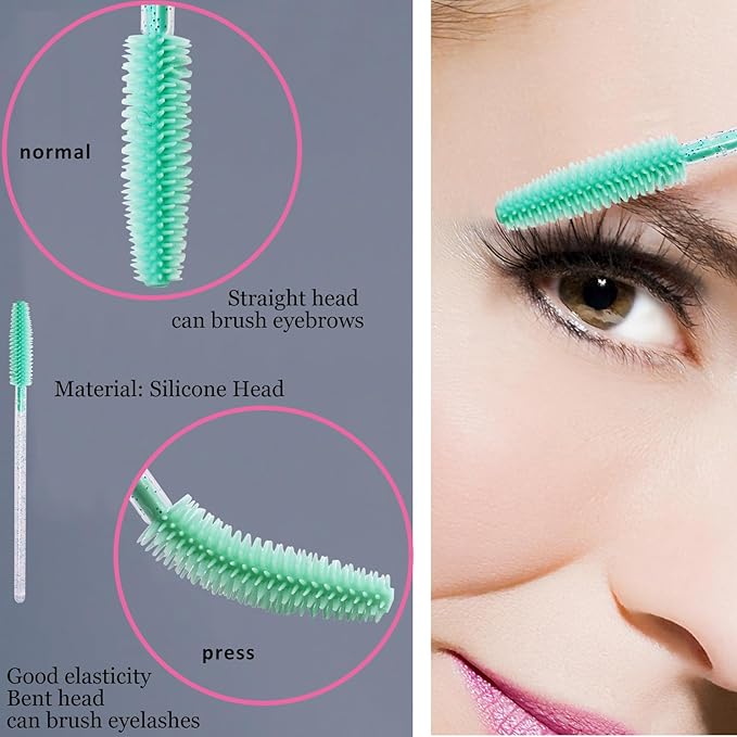 BIHRTC 100PCS Eyebrows Eye Lash Brushes Mascara Wands Disposable Silicone Lip Applicators liner Brushes Makeup Tools Lash Wand for Women Girls Salon Beauty Cosmetic Make Up Tool