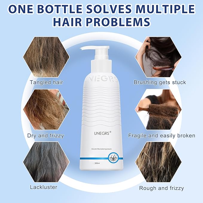 Keratin Enrichment Cream, UNEGRS Keratin Revitalizing Cream, Deep Moisturizing Hair Care,Hair Smoothing Leave-In Conditioner for Women