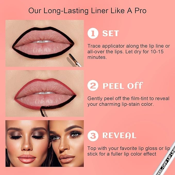 Lip Stain - Peel Off Lip Liner, Long Lasting Lip Liner with Matte Finish, Waterproof & Transfer Proof Lip Gloss, Non-Stick Cup & Highly Pigmented Color, Easy to Use for All Skin Types (Coffee)
