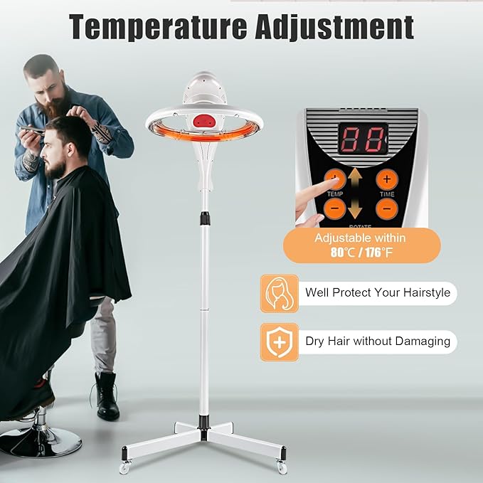 Multifunction Stand Hair Dryer, 950W Free-Stand Hair Dryer Color Processor Drying Perming Machine Orbiting Rotating Hair Perm Salon Styling